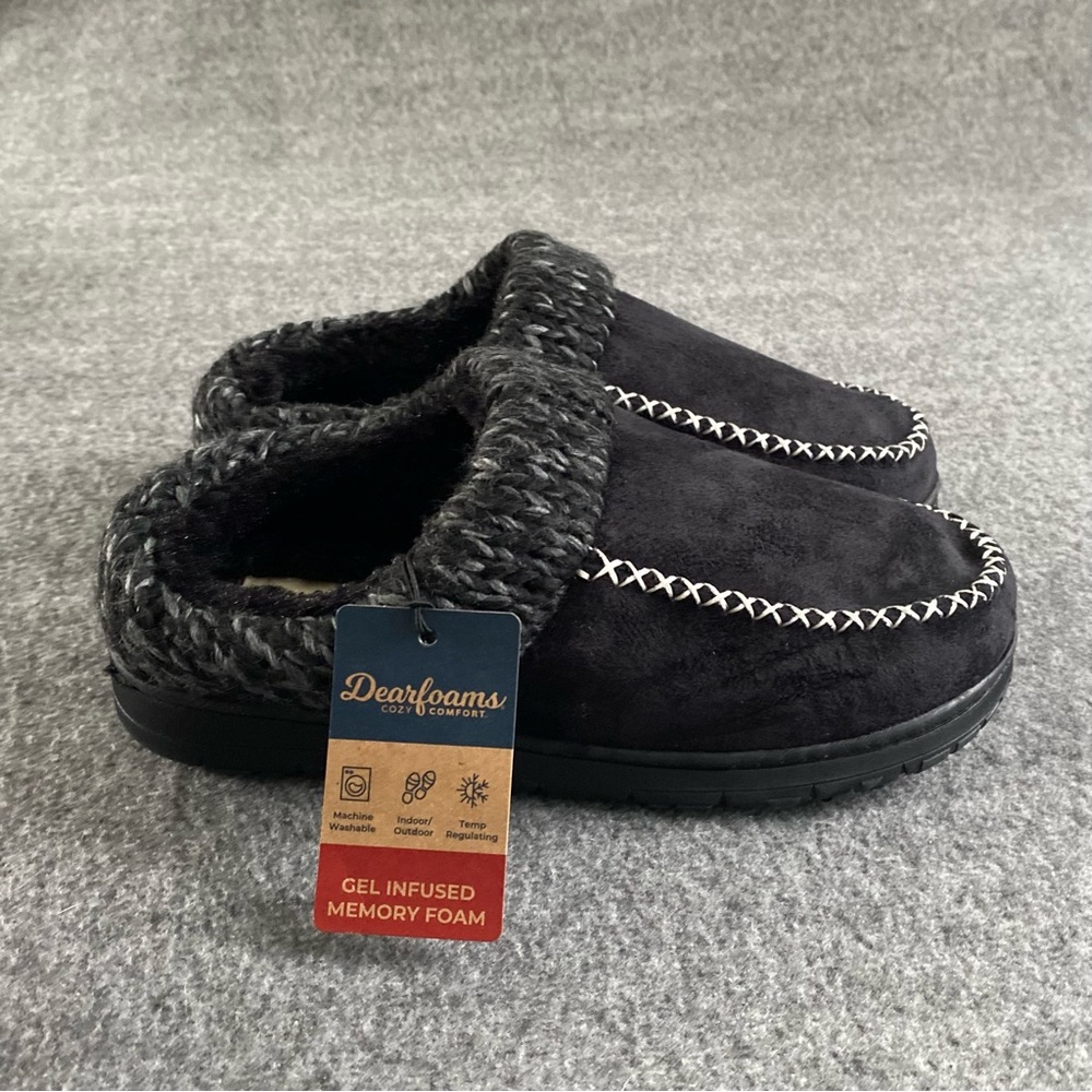 DearFoams Slippers Women’s 7-8 Clogs Shoes‎ Indoor/Outdoor Black Slip On